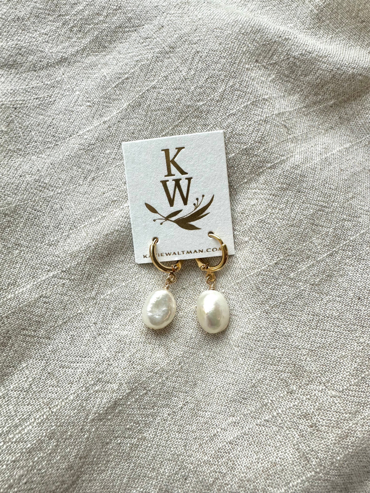 Pearl Drop Huggie Earrings